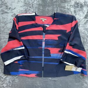 Maya Brooke Blazer Womens 24W Blue Pink Artsy Career Jacket Maximalist